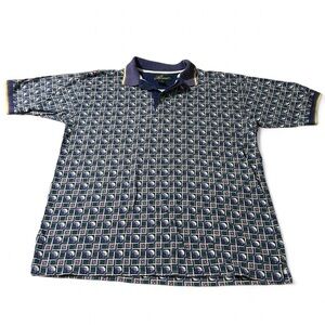 Vintage 90s Duck Head All Over Print Golf Polo Shirt Size Large